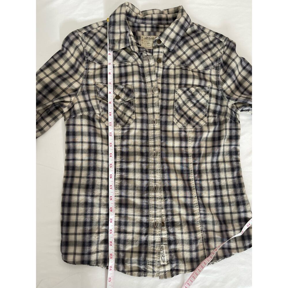 Allsaints Spitalfields Parson Button Down Plaid Women Shirt Size 8 Western Rodeo - Picture 12 of 13